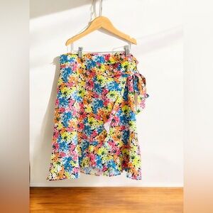 Loft Hydrangea Ruffle Wrap Skirt NWT